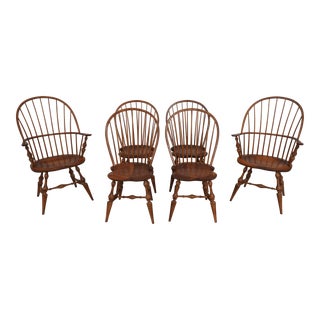 Set of 6 Dr Dimes Loop Back Windsor Dining Room Chairs For Sale