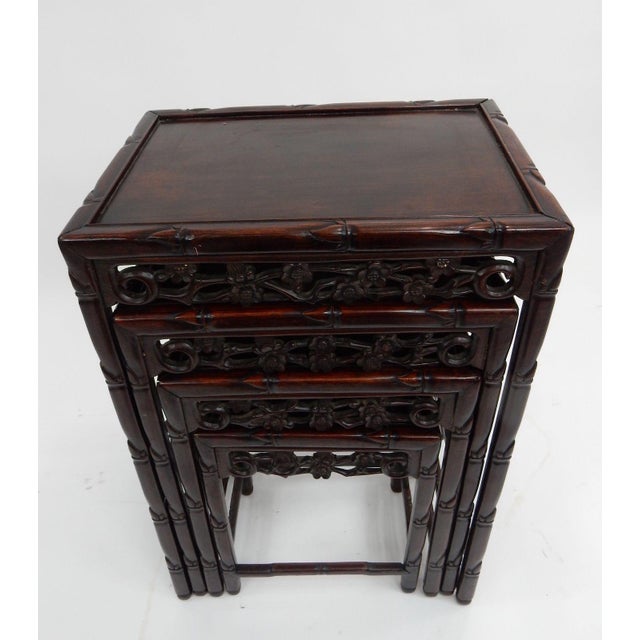Antique Chinese Carved Rosewood Nesting Tables Set of 4 Chairish