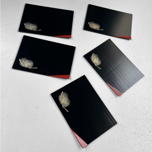 Black Vintage Japanese Echizen Wooden Serving Tray Set, 1990s, Set of 2 For Sale - Image 8 of 13