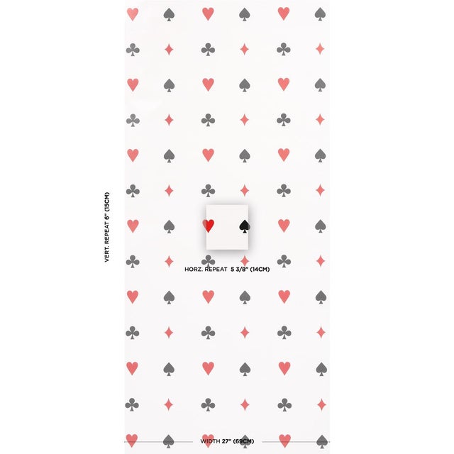 A winning hand of hearts, spades, diamonds and clubs animates Le Joueur. This whimsical small-scale wallpaper design adds...
