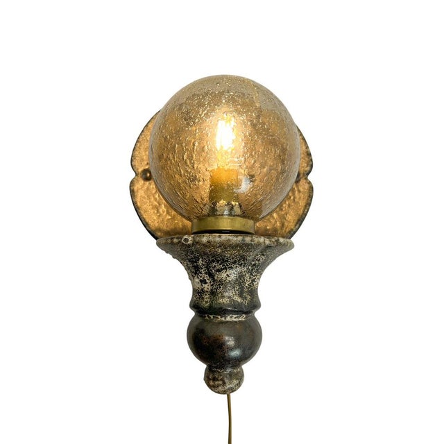 Fat Lava Ceramic Wall Lamp with Speckled Glass, 1960s For Sale - Image 10 of 10