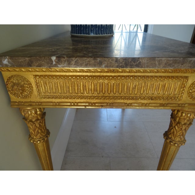 Vintage Italian Neoclassical Gilt Wood Console For Sale In Los Angeles - Image 6 of 10