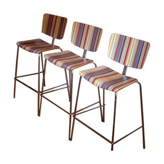 DWR B-Pop Striped Bar Stools - Set of 3 For Sale