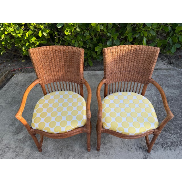 Vintage Barrel-Back Rattan Armchairs, Pair For Sale - Image 12 of 14