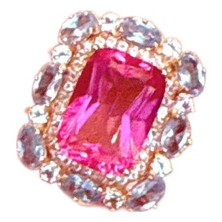 Classic Italian Bochic "Capri" Ruby & Tanzanite Ring Set In 18K Gold & Silver For Sale