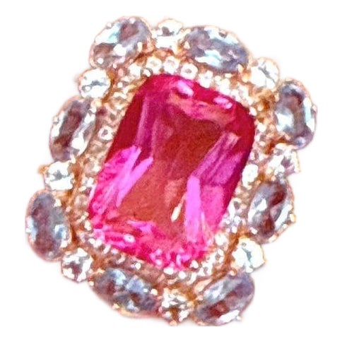 Classic Italian Bochic "Capri" Ruby & Tanzanite Ring Set In 18K Gold & Silver For Sale