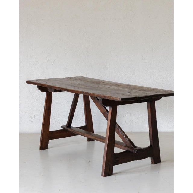Spanish Poplar Trestle Table For Sale - Image 12 of 14