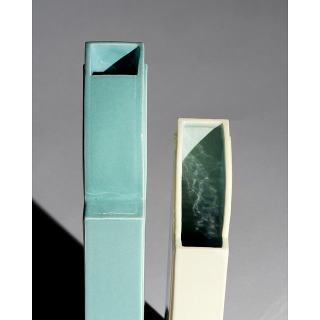 Vintage Geometric Ceramic Vases by Karl Till for Staatliche Majolika Karlsruhe, 1996, Set of 2 For Sale - Image 10 of 17