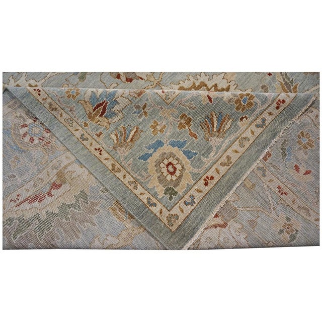 Textile Afghan Wool Sultanabad 10X12 Slate, Ivory, Blue & Red Handmade Area Rug #1143280 For Sale - Image 7 of 7