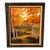 Vintage Autumn Birch Trees & Winding Creek Landscape Painting in Dark Wood Frame For Sale
