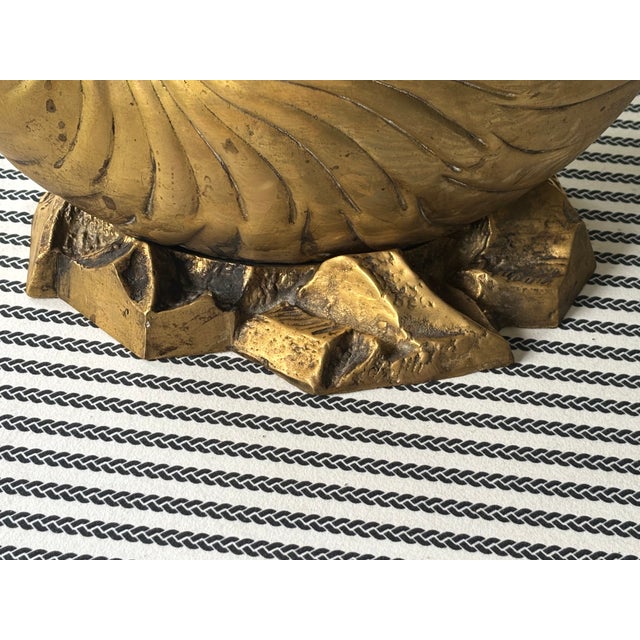 Metal Vintage Large Scale Palm Beach Style Brass Nautilus Shell Planter For Sale - Image 7 of 17
