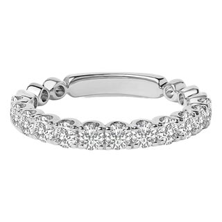 14K White Gold 1.00 Cttw Round Diamond Prong Set Wedding Band - Size 5.5 For Sale