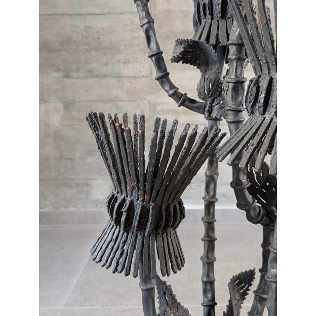 Brutalist Thistle-Shaped 5-Light Floor Lamp in Black Wrought Iron, 1970s For Sale - Image 10 of 16