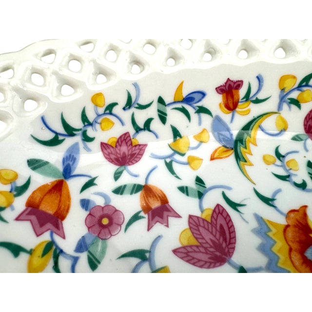 1940's German Hand Painted Floral Oval Bowl For Sale - Image 4 of 9