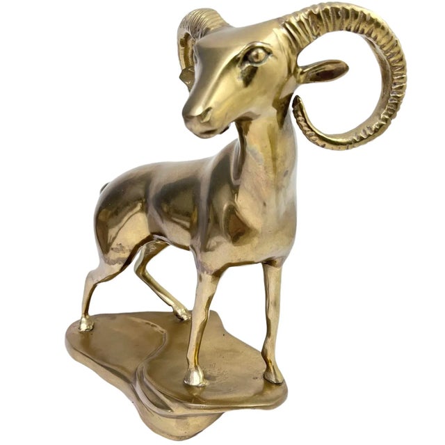 Highlight your decor with this magnificent, graceful brass Ram on base. This fine solid casting is beautifully made in a...