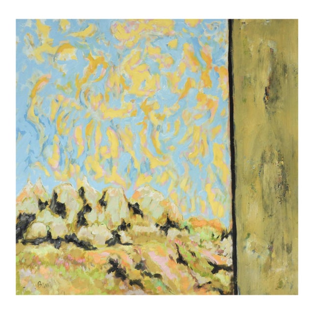 Contemporary Expressionist Cloudy Mountain Landscape Painting For Sale