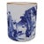 Vintage Blue & White Porcelain Brush Pot With Eight Immortals For Sale
