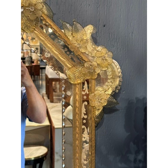 Vintage Venetian Etched Glass Mirror For Sale - Image 4 of 8
