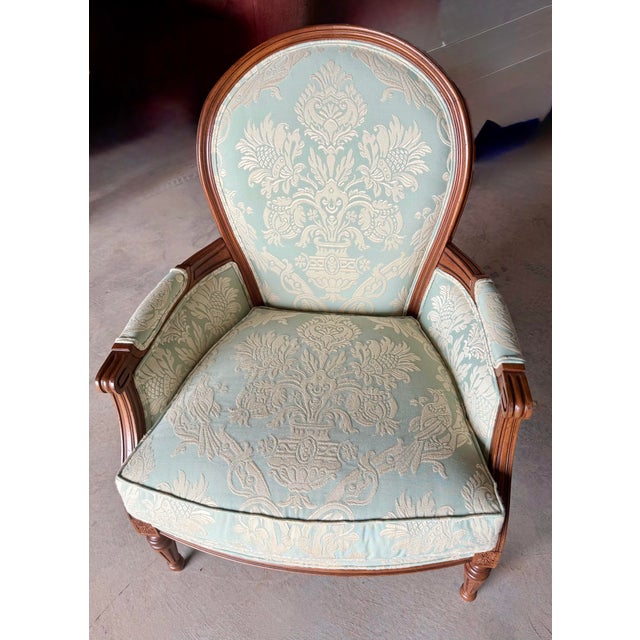 Louis XVI Style Berger’e Armchair For Sale - Image 9 of 12