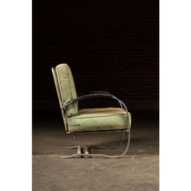 1930s Vintage After-Wolfgang Hoffmann Chrome Springer Armchair For Sale - Image 5 of 14