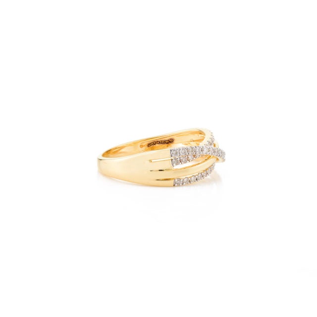 Gold Crossover Natural Diamond Engagement Ring Size 5.5 For Sale - Image 8 of 12