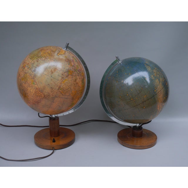 Mid-Century Modern Illuminated Political Terrestrial and Celestial Globes from Räth, 1950s, Set of 2 For Sale - Image 3 of 18