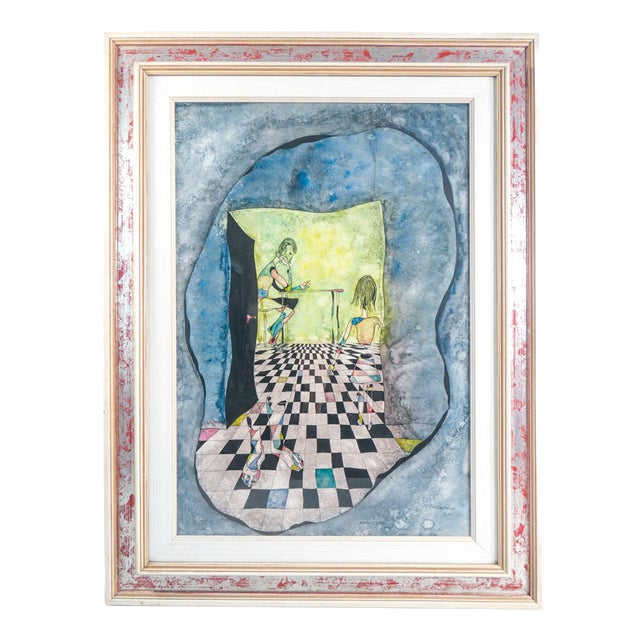 Ermanno Metelerkamp, Apparition, 1970, Watercolor and Ink on Paper For Sale