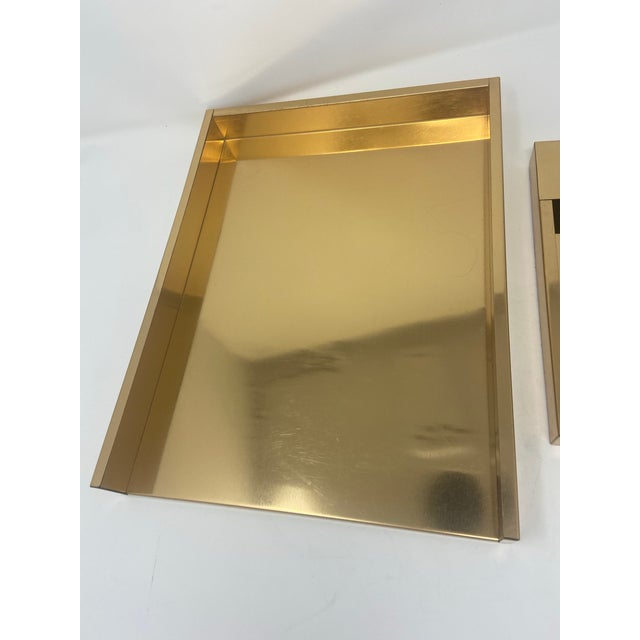 Modern Vintage Matte Brass Desk 2-Piece Organizer - A Set For Sale - Image 4 of 9