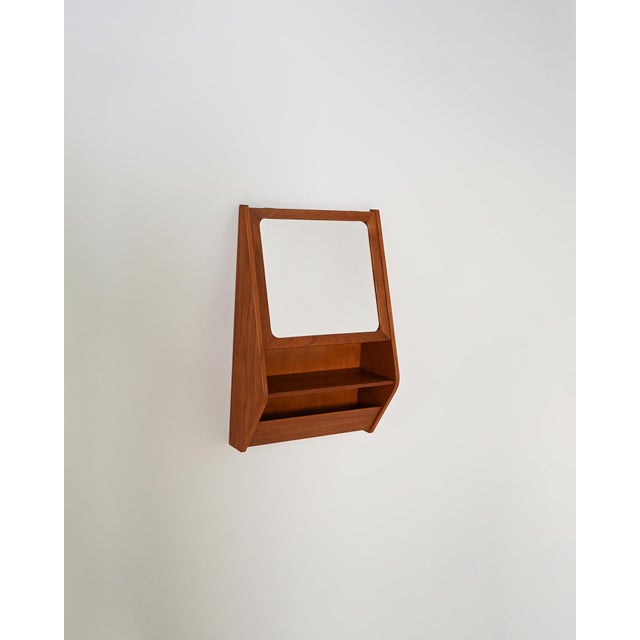 Scandinavian Teak Wall Mirror with Storage Compartment, 1960s For Sale - Image 9 of 9