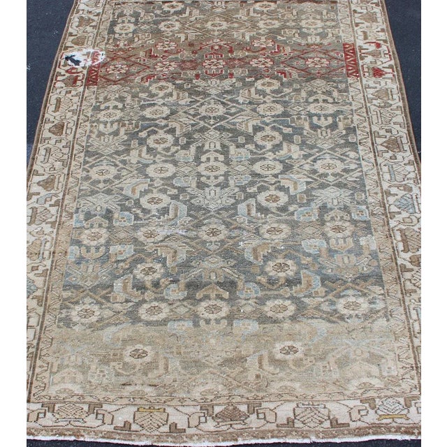 Persian Earthy Tone Vintage Persian Hamadan Rug With All-Over Pattern For Sale - Image 3 of 12