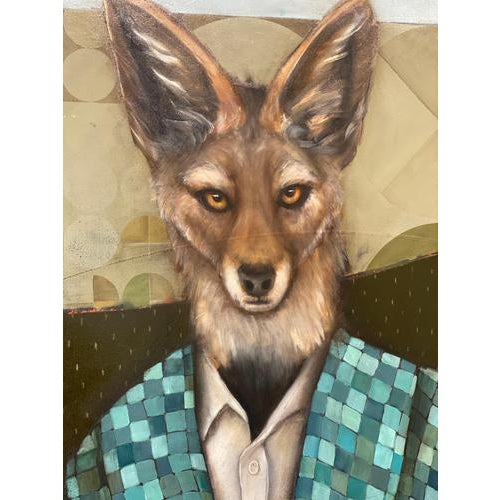 Michele Mikesell, Standing Watch: Jackal Wearing a Suit, 2025, Oil on Canvas For Sale - Image 11 of 15