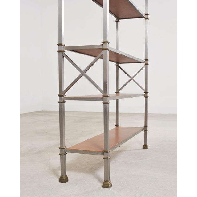 Metal Maison Jansen Style Steel Bronze Neoclassical Bookcase Étagère For Sale - Image 7 of 18