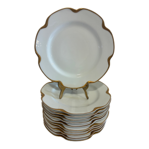 Antique Haviland & Co. Limoges Gold Scalloped Rim Plates, Set of 11, France