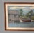 Vintage Cottage Dockside Landscape Framed Pastel Watercolor Painting w Boat In very good original condition showing some...