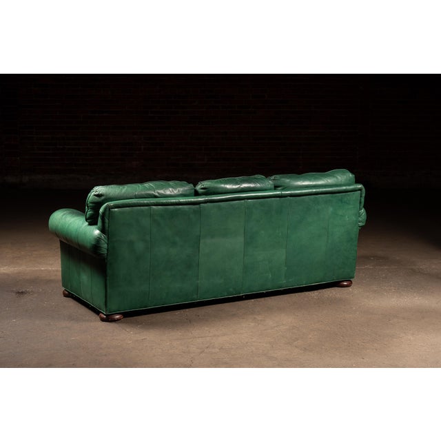 Vintage Leather Rolled-Arm Sofa in Green by Whittemore-Sherrill For Sale In Chicago - Image 6 of 15