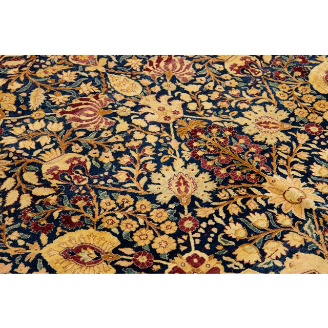 Blue Modern Peshawar Handmade Navy Blue Rug With Allover Design For Sale - Image 8 of 9