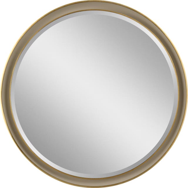 Metal Thomas O'Brien for Visual Comfort Signature Tricia 30" Illuminated Round Mirror in Matte White and Gild For Sale - Image 7 of 10