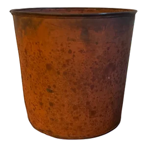 Antique 19th Century American Tole Tin Sap Bucket or Cachepot With Old Red Paint