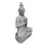 Peaceful vintage sitting carved stone Buddha statue with meditative prayer position. Intricate carved detail with floral...