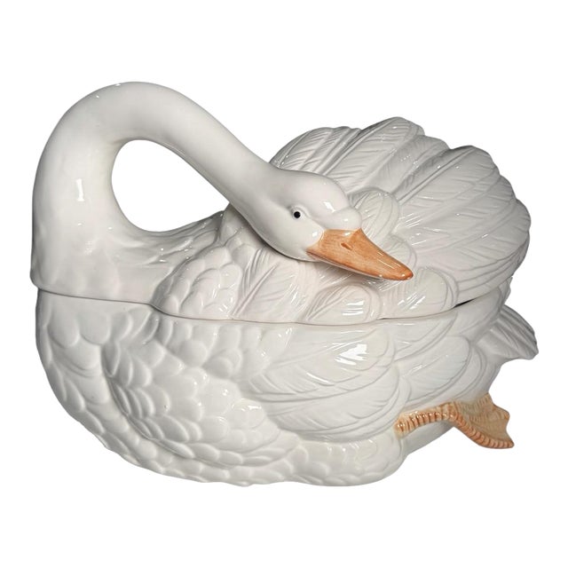 1980s Framhouse Fitz and Floyd Swan Soup Tureen For Sale