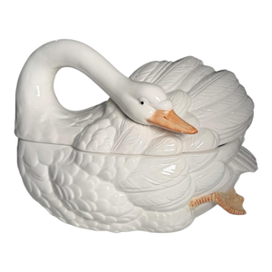 1980s Framhouse Fitz and Floyd Swan Soup Tureen