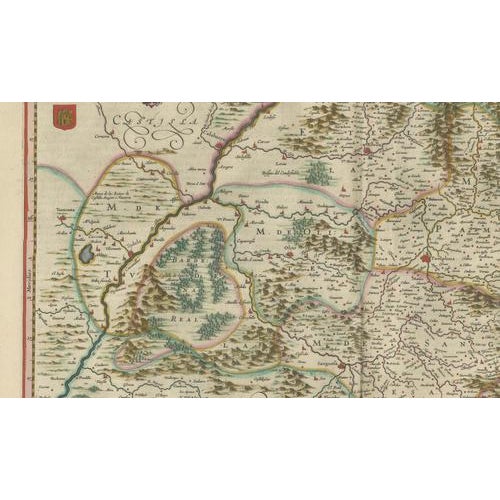 Gold Blaeu Map of Navarre Navarre Regnum, 1642 For Sale - Image 8 of 9