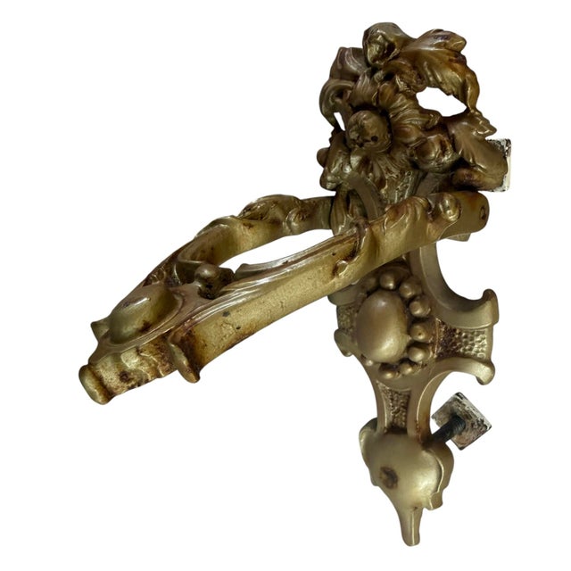 Metal Antique Original Patina Ornate Door Knocker For Sale - Image 7 of 9