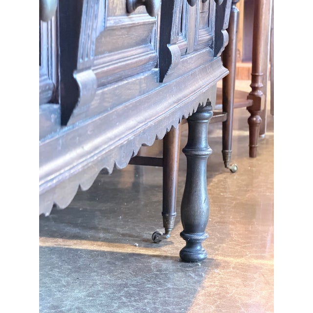 Antique Jacobean Revival Carved Oak Three-Drawer Server For Sale - Image 11 of 12