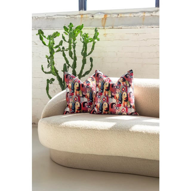 Discover a touch of artistic elegance and unparalleled comfort with this pair of down-filled throw pillows, handcrafted...