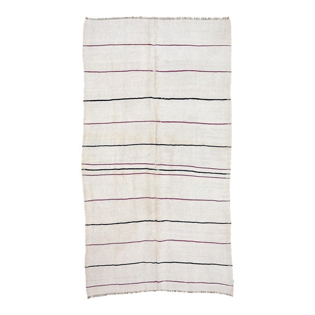Mid 20th Century Striped Vintage Hemp Kilim Rug For Sale