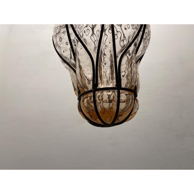 Wrought Iron Pink Light Pendant, 1970s For Sale - Image 3 of 9