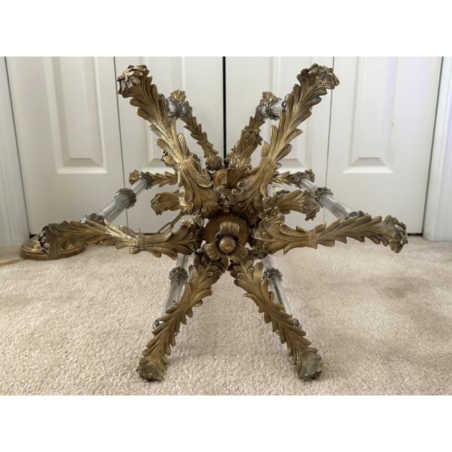 Vintage French Louis XVI Gilded Brass & Crystal Luminaire/Chandelier For Sale - Image 18 of 18