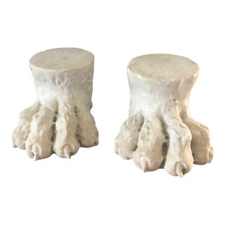 Italian Marble Lion Paw Sculptures, a Pair For Sale