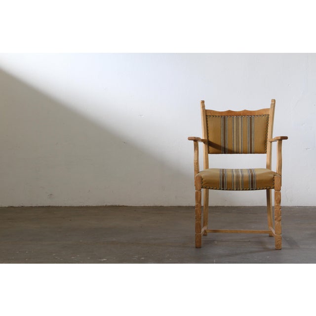 Vintage Danish Oak Brutalist Armchair in the style of Henning Kjærnulf, 1960s For Sale - Image 9 of 18